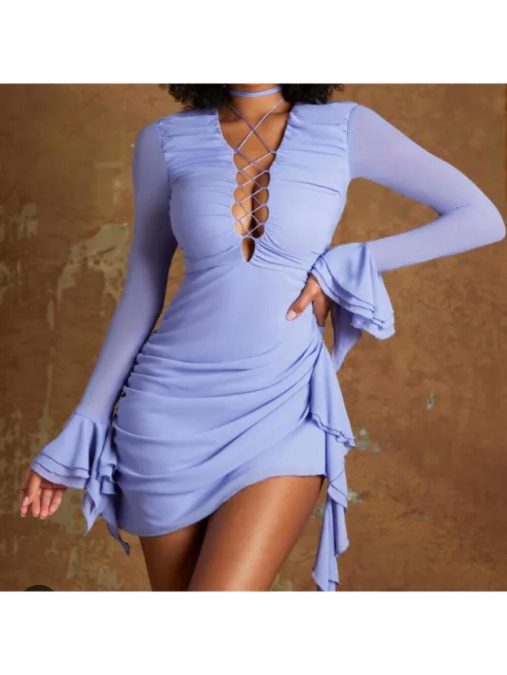 OH POLLY light purple Cemile fairy long sleeve mini dress NWT sz 2